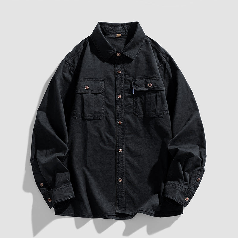 Herren Overshirt aus robustem Baumwoll-Twill mit Pattentaschen und durchgehender Knopfleiste Echo Archiv