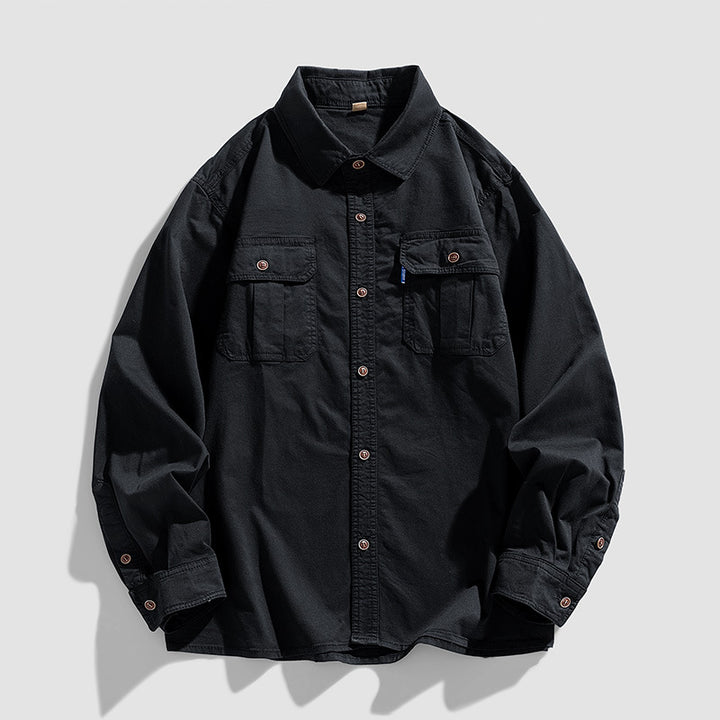 Herren Overshirt aus robustem Baumwoll-Twill mit Pattentaschen und durchgehender Knopfleiste Echo Archiv