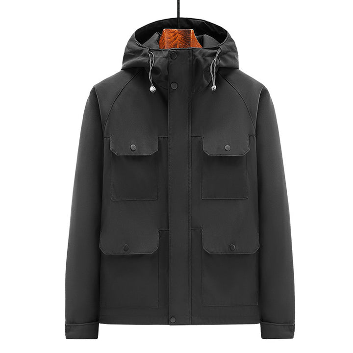 Herren Outdoor-Jacke mit multifunktionalen Taschen und verstellbarem Kapuzenkragen Echoarchiv