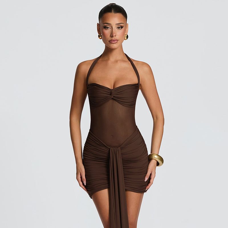 Damen Strandkleid mit raffiniertem Wickeldesign und charmanten Rüscheneffekt Echo Archiv