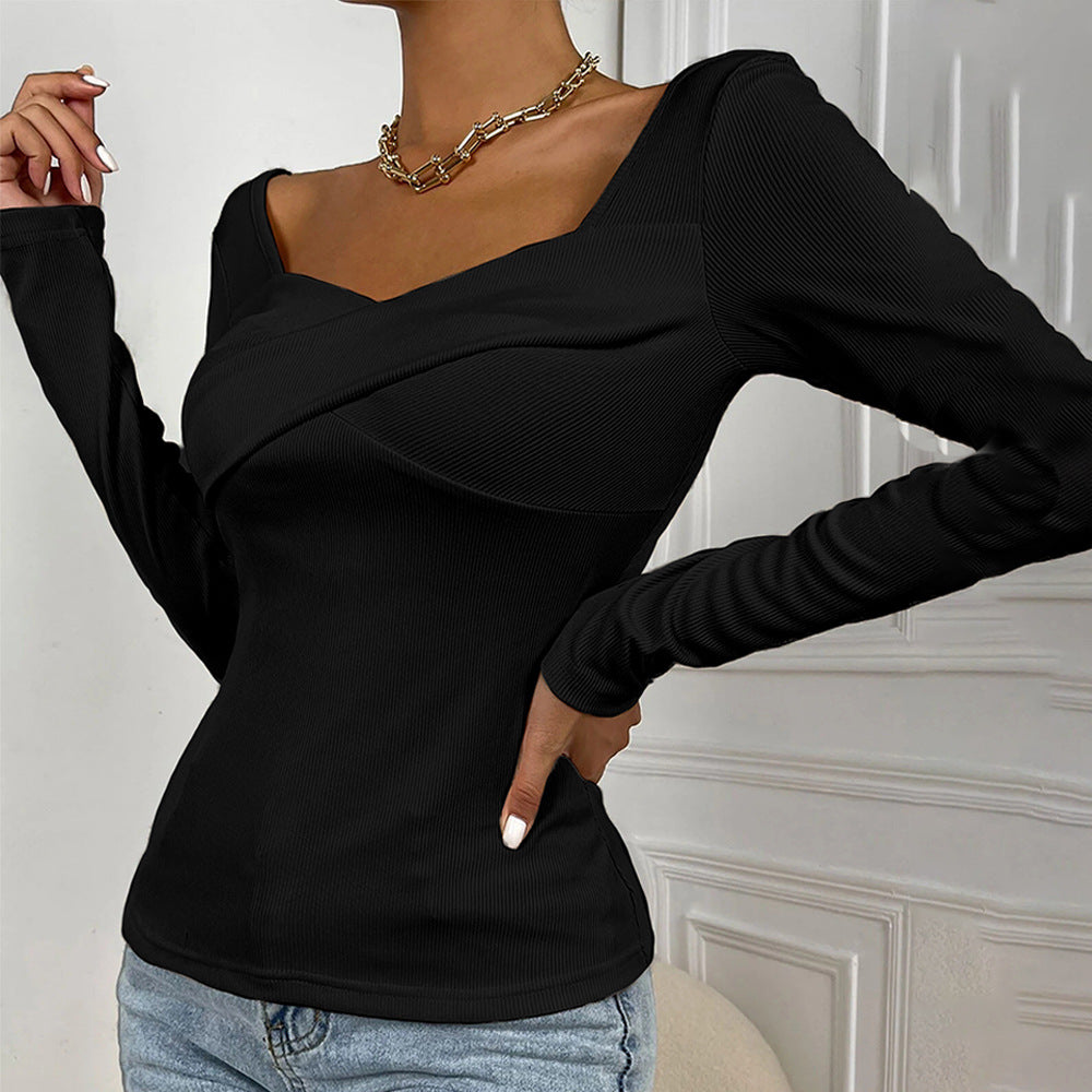 Damen figurbetonter Ripp-Body mit quadratischem Ausschnitt und Drapé-Bustier – Bodéline