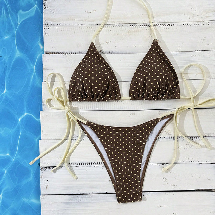Damen Triangel-Bikini mit verspieltem Punktenmuster und verstellbarem Bund Echo Archiv