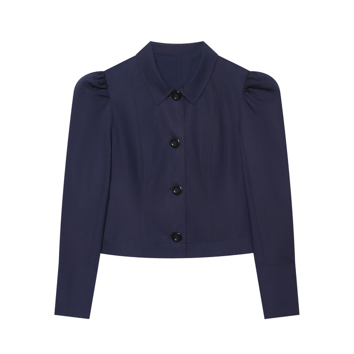 Damen Cropped‑Blousonjacke mit Puffärmeln, Hemdkragen und taillierter Silhouette Echo Archiv
