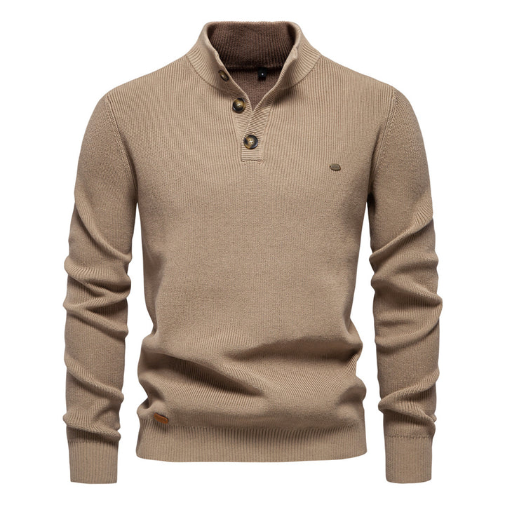 Herren Pullover mit Knopfleiste und strukturiertem Muster Echoarchiv