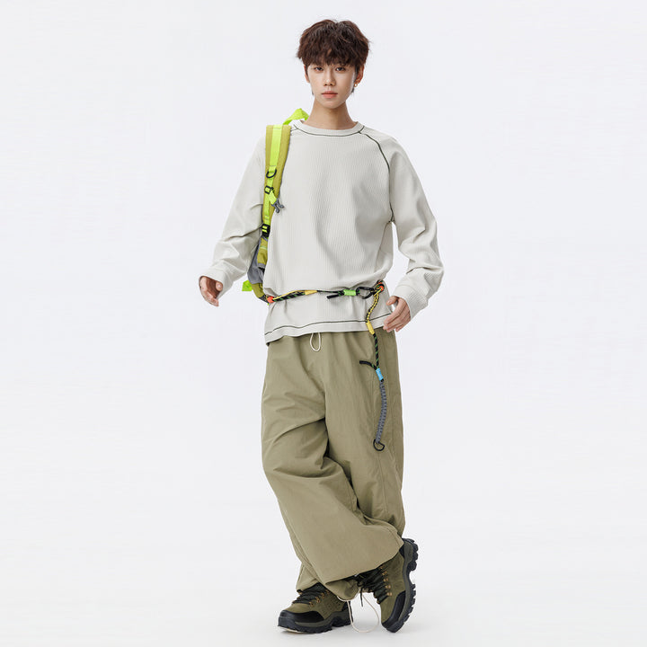 Herren Oversize Waffelstrick‑Sweatshirt mit Rundhals, Raglanärmeln und Kontrastnähten Echo Archiv