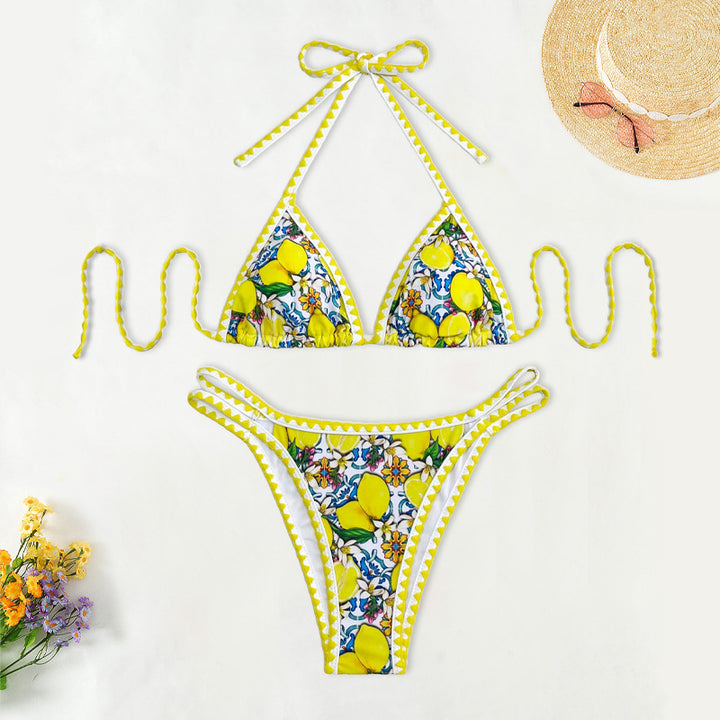 Damen Triangel-Bikini mit fröhlichem Zitrusmuster Echo Archiv