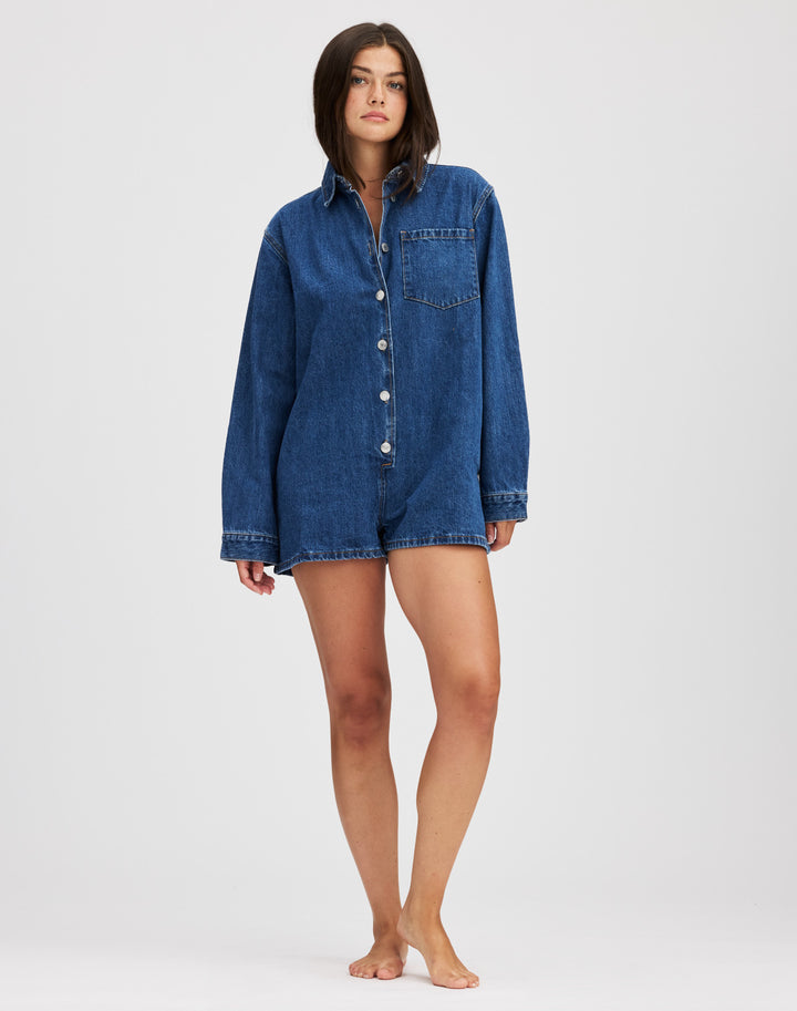 Damen Jeans-Overall mit Kurzarm und praktischen Taschen Echo Archiv