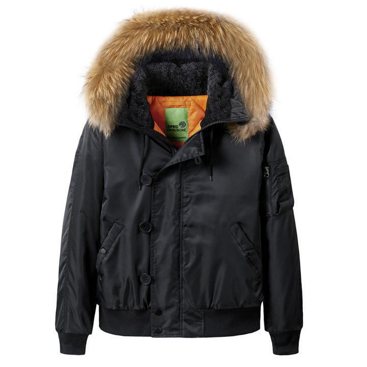 Herren  schwerer isolierter Pilotenparka-Jacke mit abnehmbarem Kunstfellkragen und sherpa-gefüttertem Innenraum Echo Archiv
