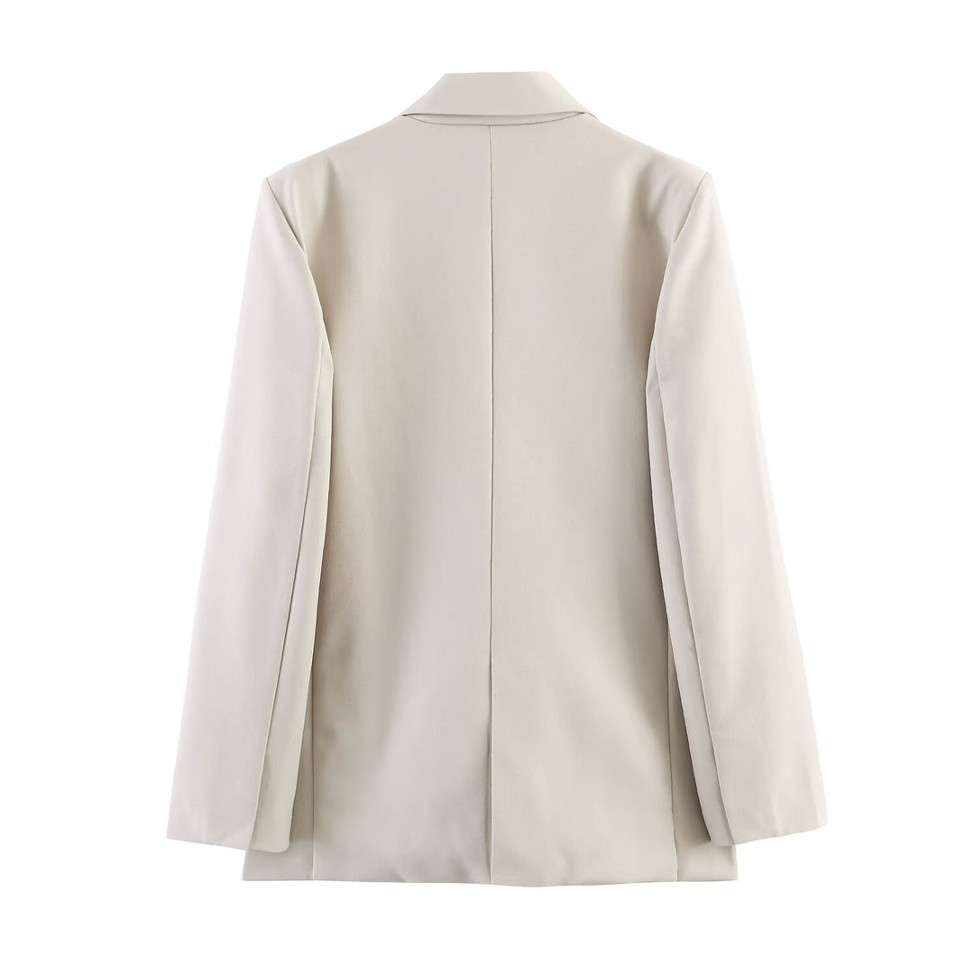 Damen Zweiteiliges Business-Anzug-Set mit kastigem Zweiknopf-Blazer und weiter hochgeschnittener Hose Echo Archiv