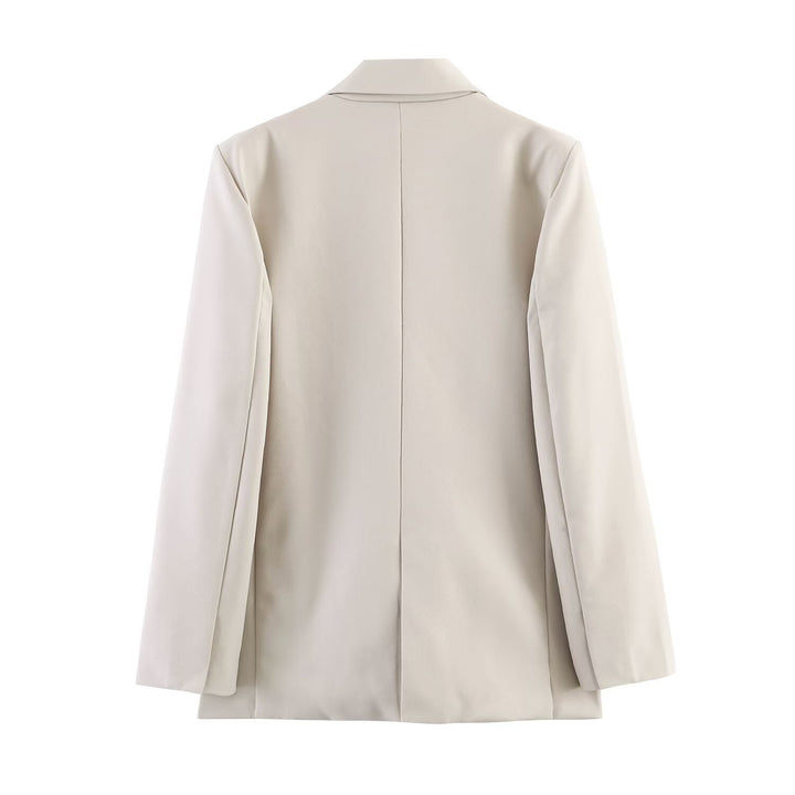 Damen Zweiteiliges Business-Anzug-Set mit kastigem Zweiknopf-Blazer und weiter hochgeschnittener Hose Echo Archiv