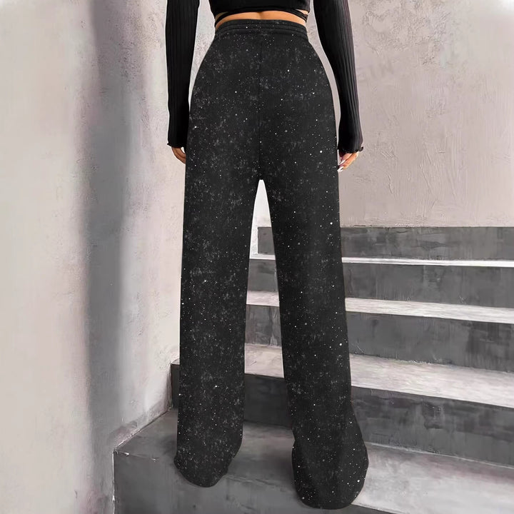 Damen weite Strickhose mit hochgeschnittenem Bund und Kordelzug – Avélisse