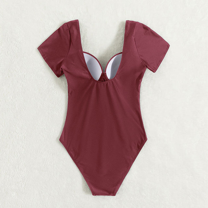 Damen Einteiler Badeanzug mit elegantem Bustier-Schnitt und kurzen Ärmeln Echo Archiv