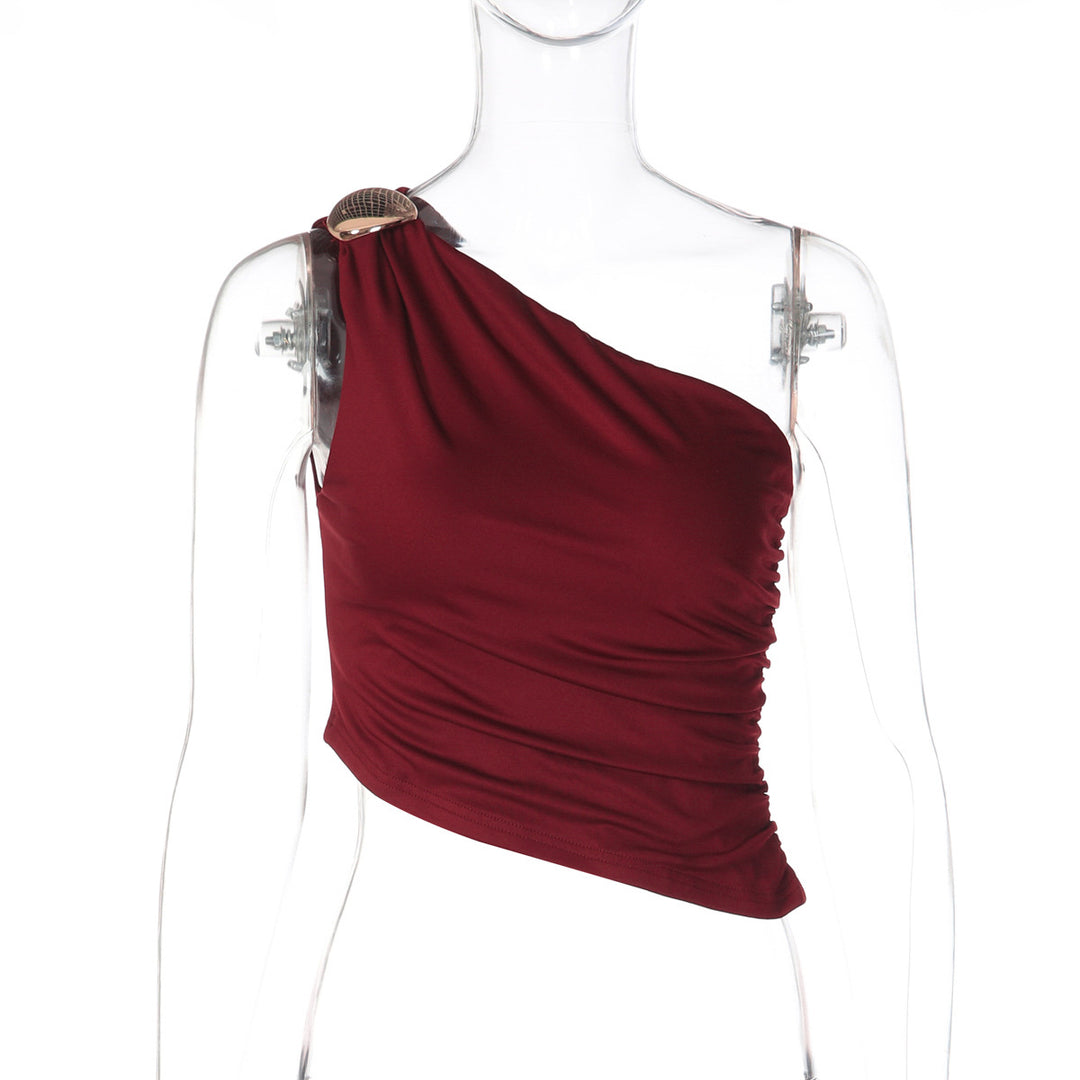 Damen Asymmetrisches Top mit Raffungen und dekorativem Schulterdetail Echo Archiv