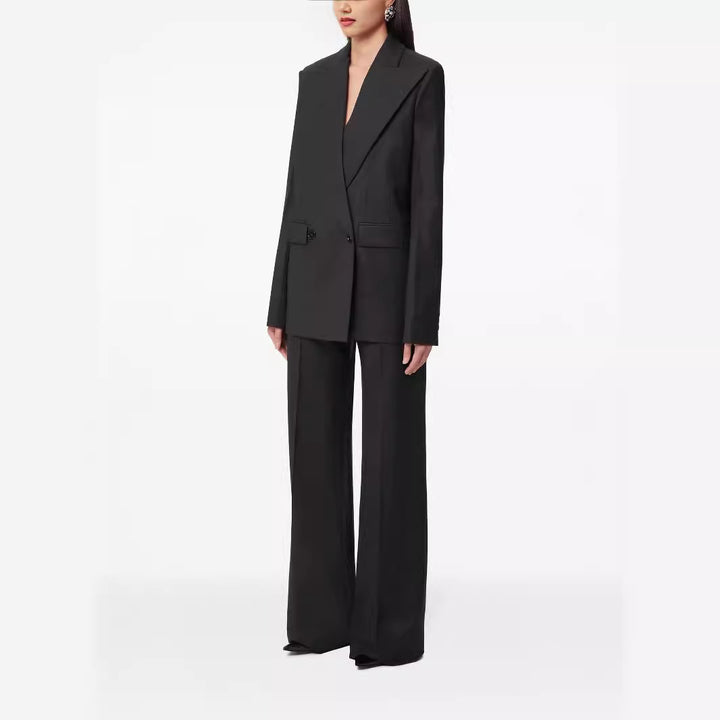 Damen Oversize Nadelstreifen Zweiteiliger Tailoring-Anzug mit weitem High‑Waist‑Hosenbein Echoarchiv