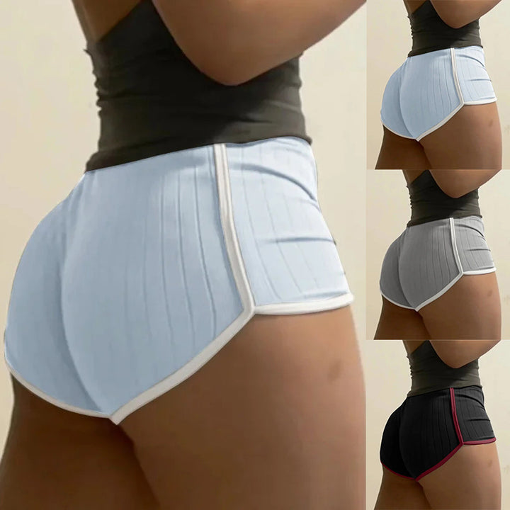 Damen nan plissierte Freizeit-Shorts mit elastischem Komfortbund und Kontrastpaspel Echo Archiv
