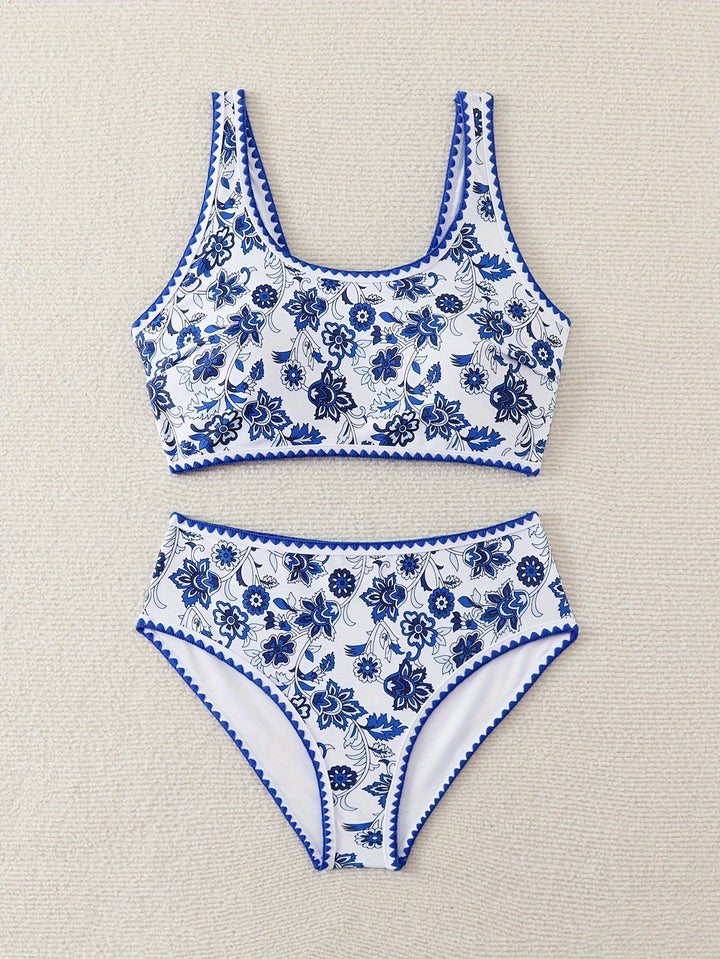 Damen Hochtailliertes Bikini-Set mit floralem Design Echo Archiv