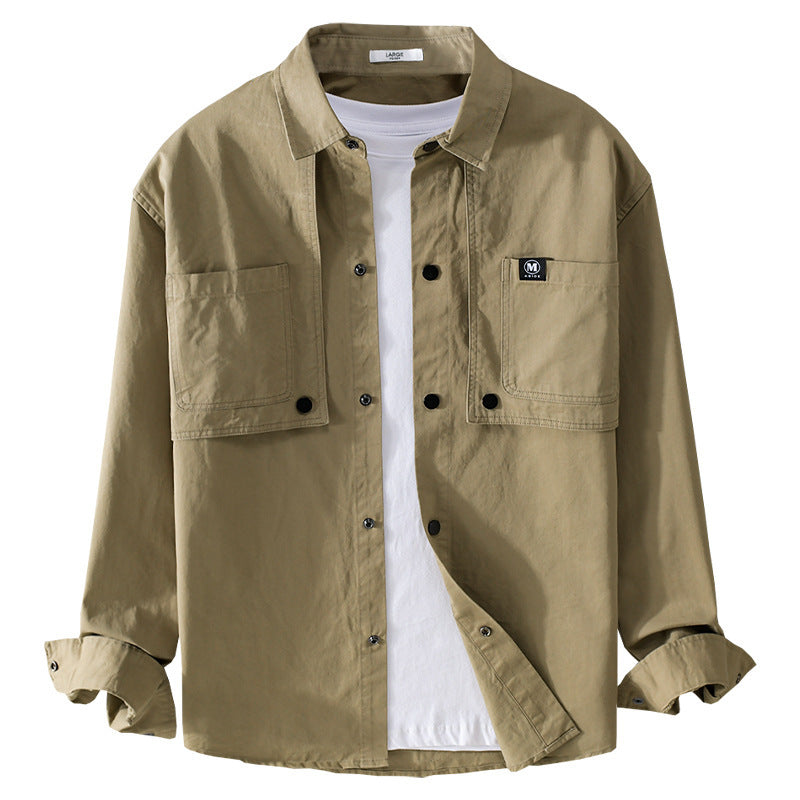 Herren Baumwoll-Overshirt mit Druckknopfleiste, Doppel-Brusttaschen und relaxed Fit Echoarchiv