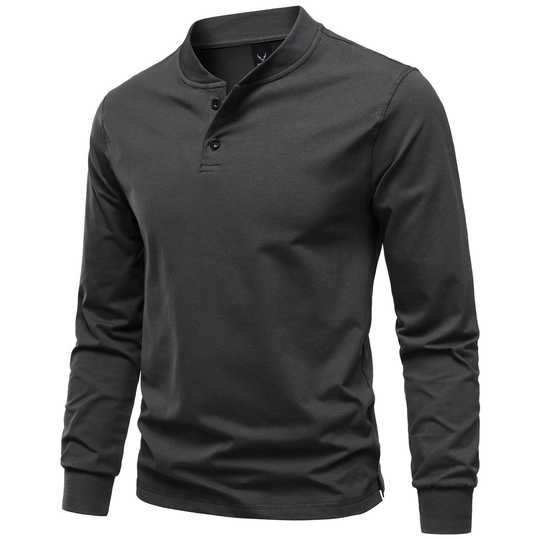 Herren Langarm-Henleyshirt mit Stehkragen und zweifacher Knopfleiste, Slim Fit, Baumwoll-Mix Echo Archiv