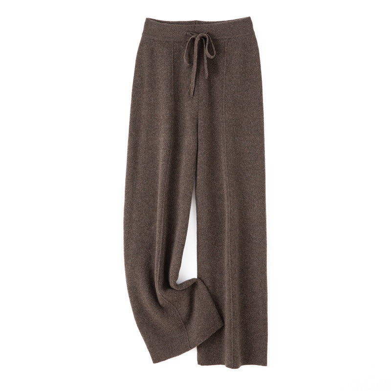Damen Weiche Strickhose mit weitem Bein, Tunnelzugbund und dekorativer Mittelnaht Echoarchiv