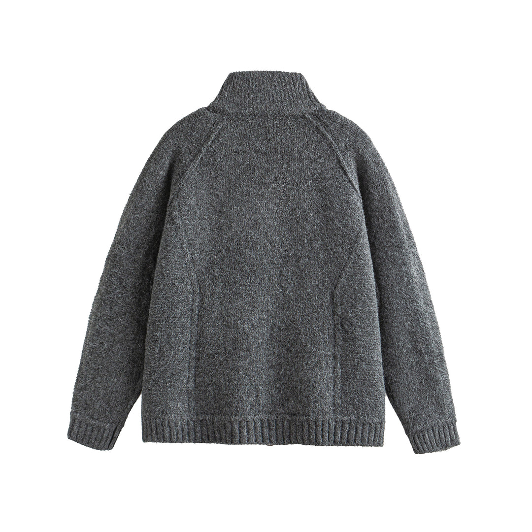 Unisex Strick-Zipjacke im Boxy-Cut mit hohem Rippkragen und Raglanärmeln Echoarchiv