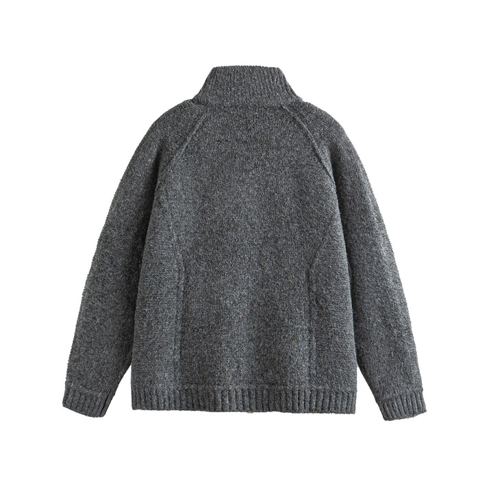 Unisex Strick-Zipjacke im Boxy-Cut mit hohem Rippkragen und Raglanärmeln Echoarchiv