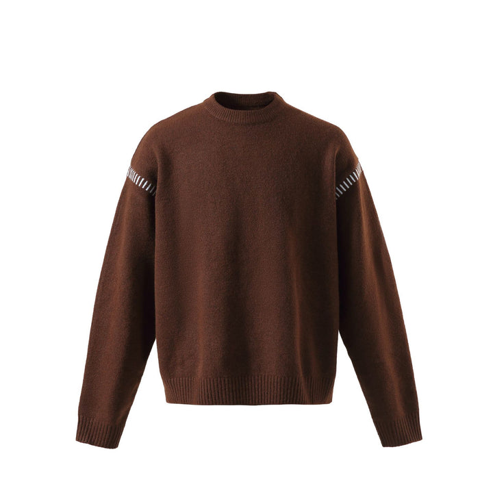 Damen Weicher Oversize Wollmix-Pullover mit Rundhalsausschnitt und dekorativer Schulternaht Echoarchiv