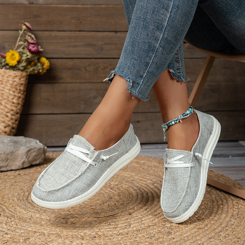 Damen  lässige Leinen-Slipper mit gepolstertem Memory-Fußbett und rutschfester Flexsohle Echo Archiv