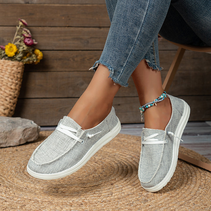 Damen  lässige Leinen-Slipper mit gepolstertem Memory-Fußbett und rutschfester Flexsohle Echo Archiv