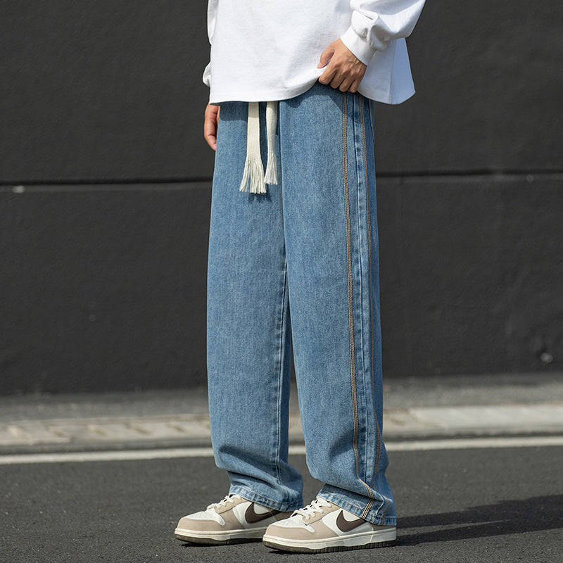 Herren weite Jeanshose mit kontrastierenden Nähten Echoarchiv