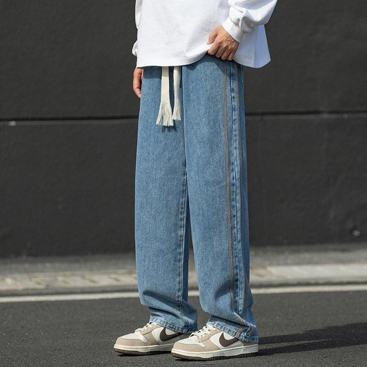 Herren weite Jeanshose mit kontrastierenden Nähten Echoarchiv