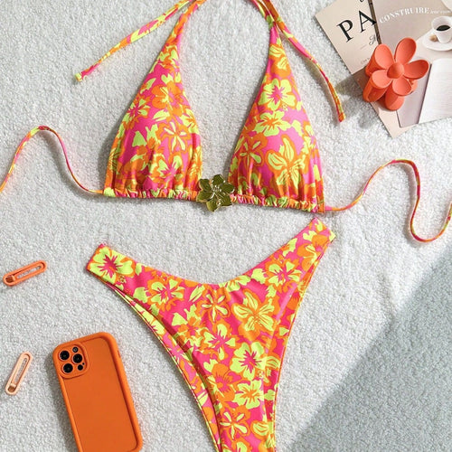 Damen Triangel-Bikini mit verspieltem Blumenmuster Echo Archiv