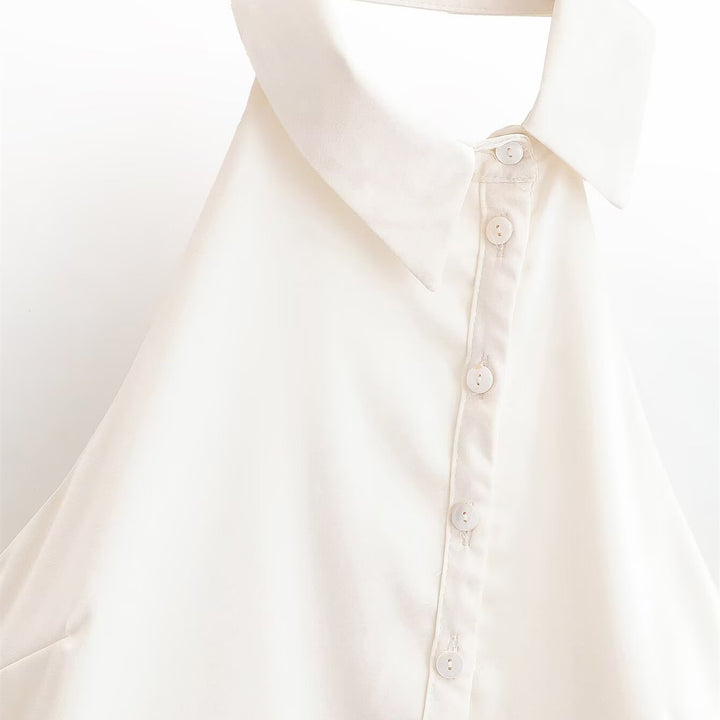Damen Halterneck Bluse mit eleganter Knopfleiste Echo Archiv