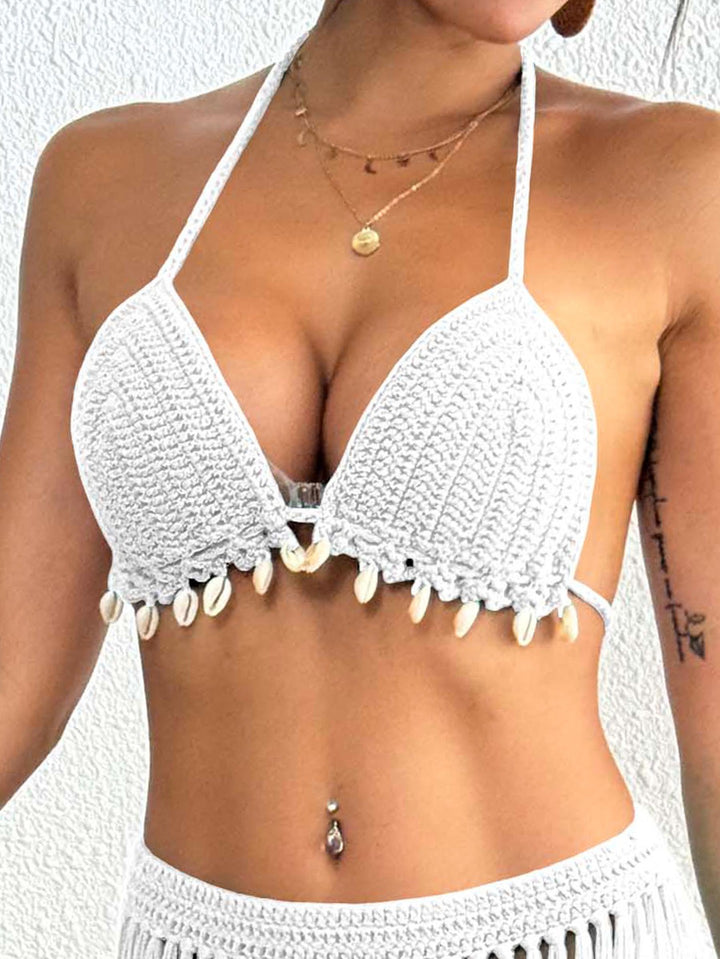 Damen gehäkelter Bikini-Oberteil mit Muschelverzierungen Echo Archiv
