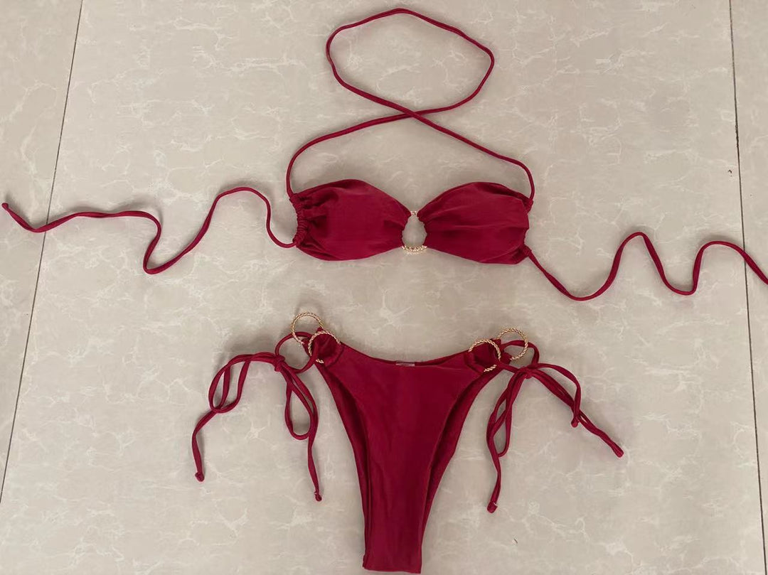 Damen Bandeau-Bikini mit dekorativen Ringen Echo Archiv