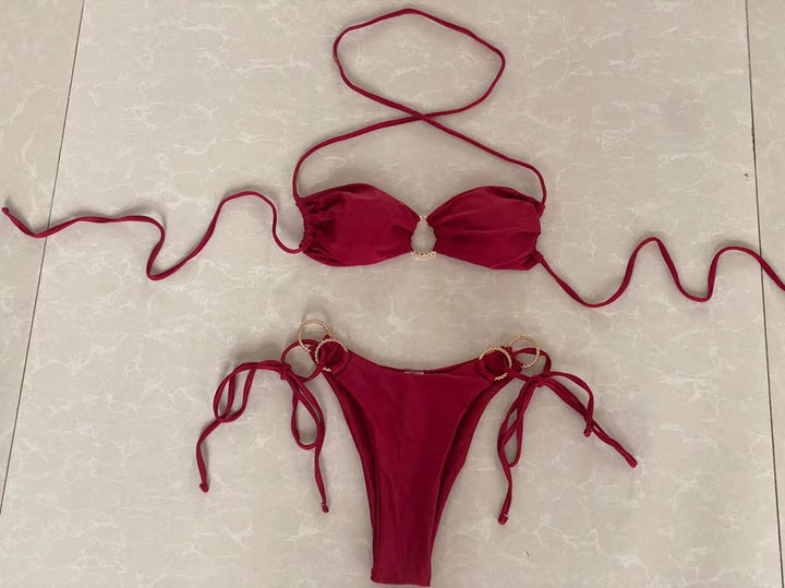 Damen Bandeau-Bikini mit dekorativen Ringen Echo Archiv