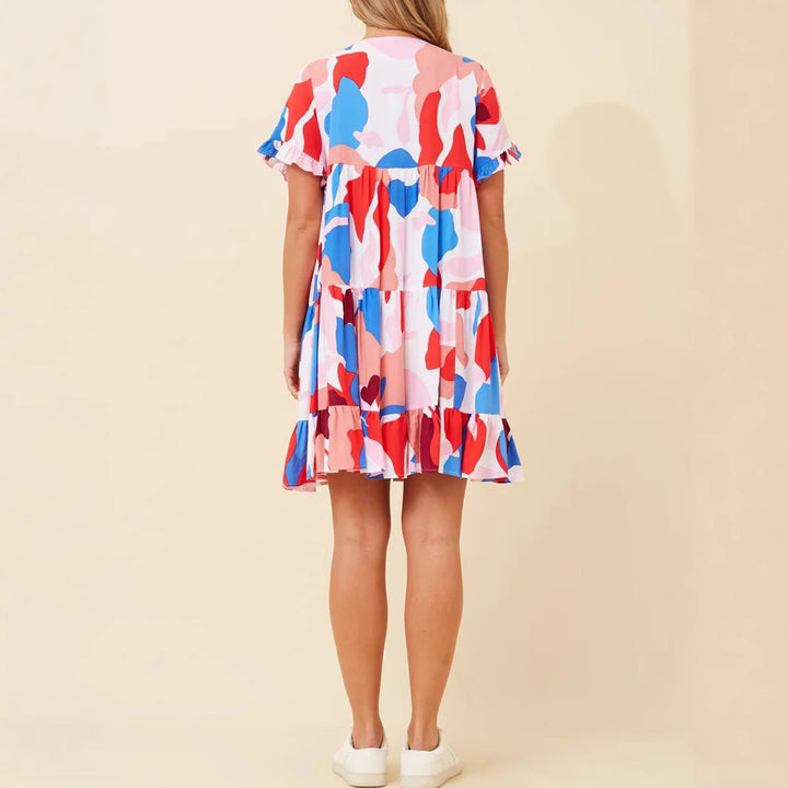 Damen verspieltes Sommerkleid mit Rüschen und asymmetrischem Saum Echo Archiv