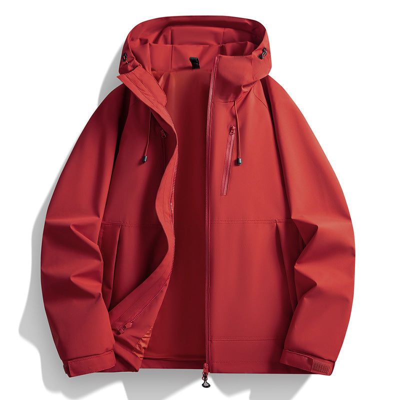 Herren Softshelljacke mit Kapuze, winddichter Außenlage, verstellbarem Saum & Reißverschluss-Taschen Echo Archiv