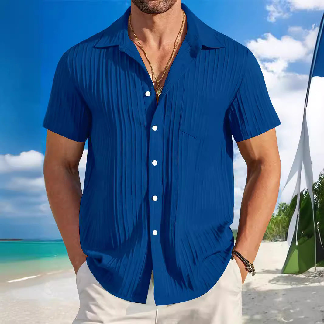 Herren Struktur Kurzarm Strandhemd Echoarchiv