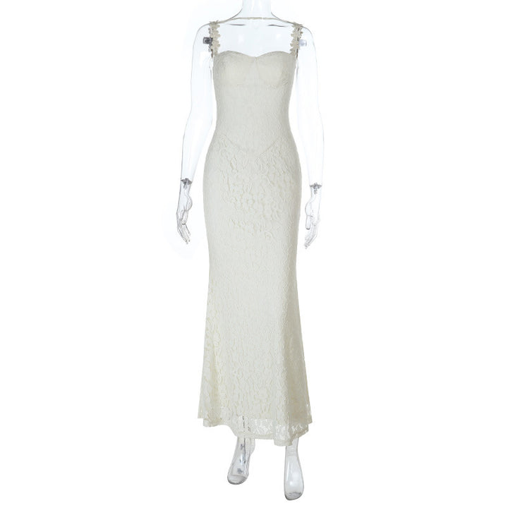 Damen elegantes Maxikleid mit Spitze und verführerischem Herzausschnitt Echo Archiv