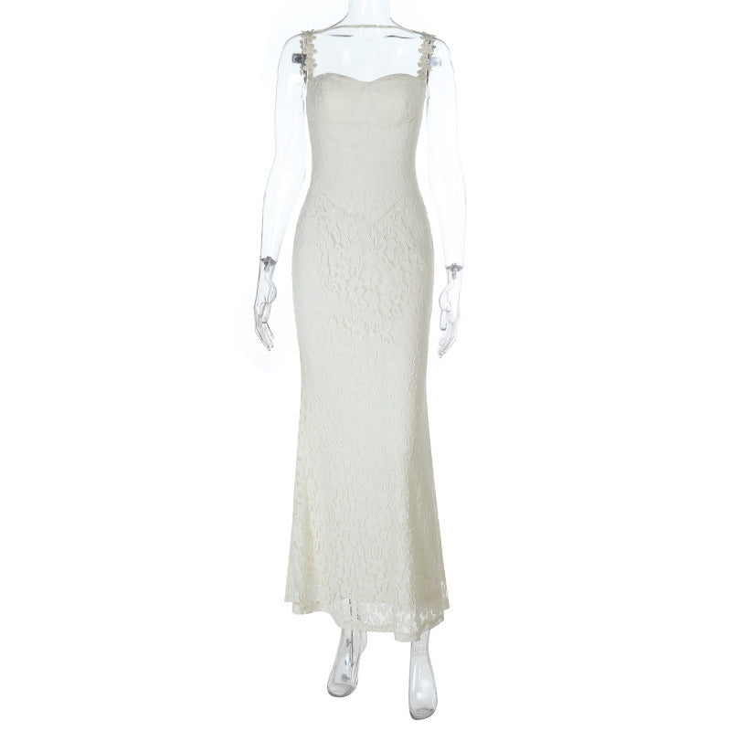 Damen Elegantes Spitzen-Spaghettiträgerkleid mit femininer Silhouette Echo Archiv