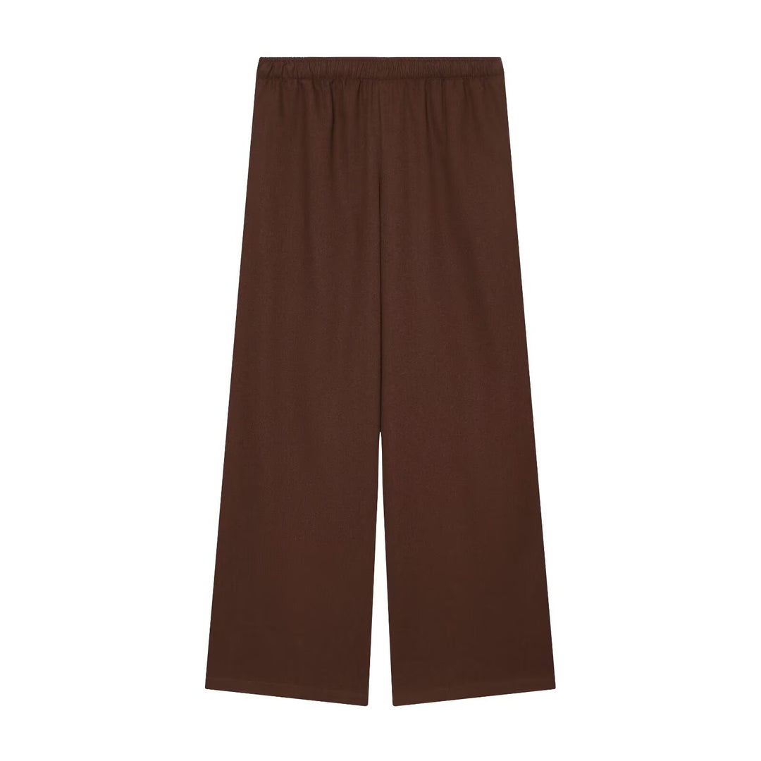 Damen Weite Palazzo-Hose mit elastischem Bund und fließendem Leinenmix Echo Archiv