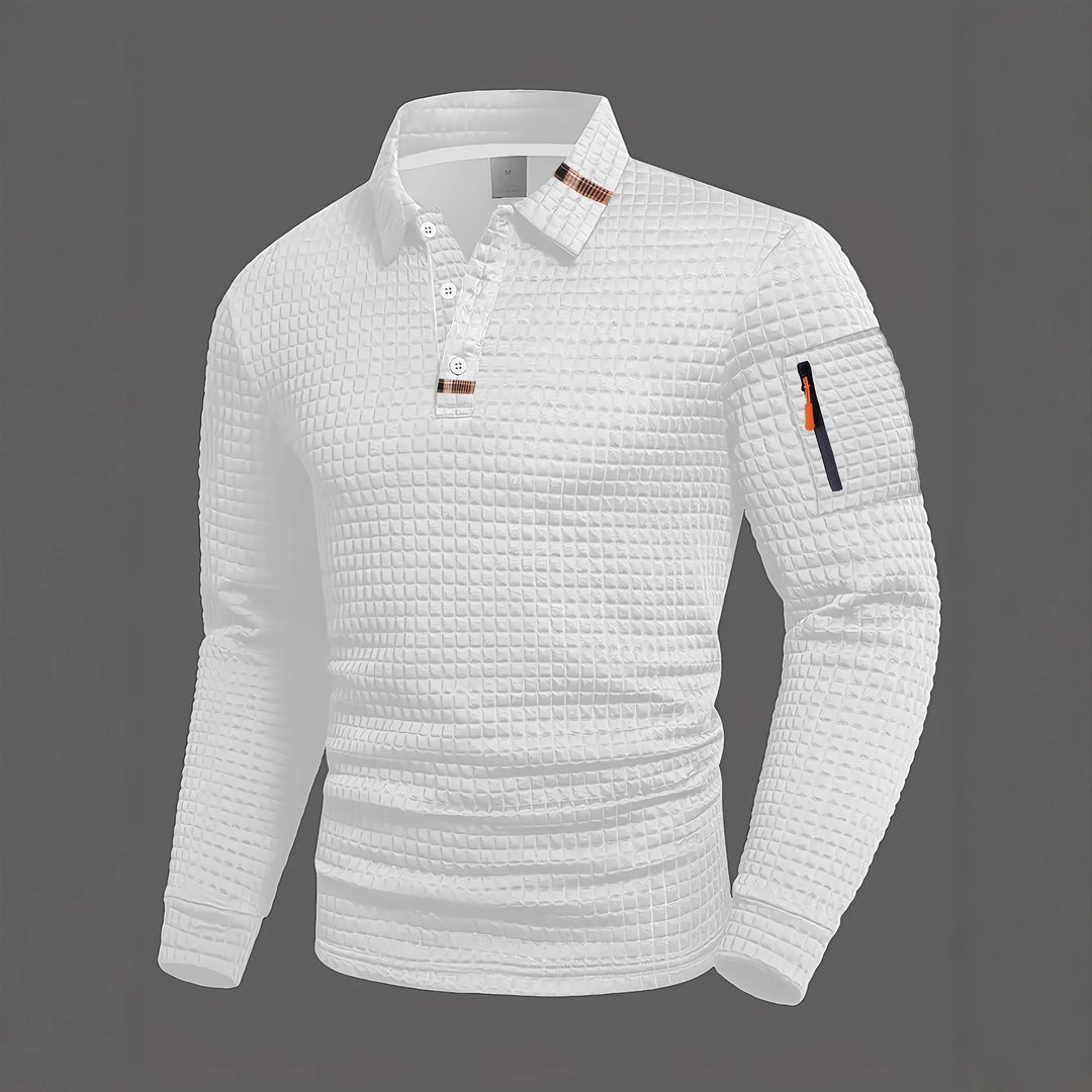 Herren Komfortables und atmungsaktives Langarm-Poloshirt Echoarchiv
