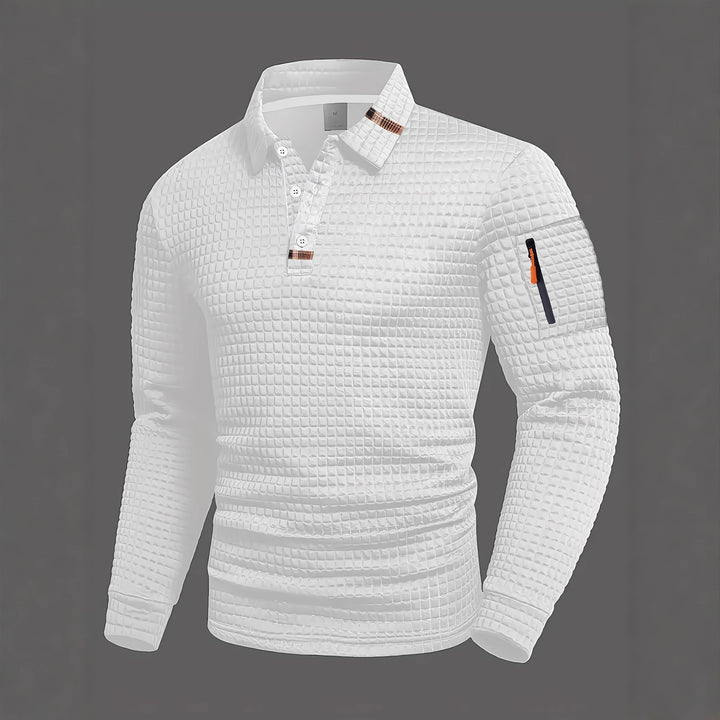Herren Komfortables und atmungsaktives Langarm-Poloshirt Echoarchiv