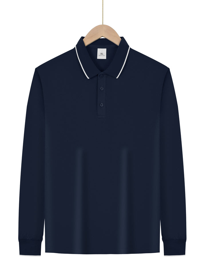 Herren nan langärmeliges Piqué-Poloshirt mit Kontrastpaspel am Kragen und Bündchen Echo Archiv