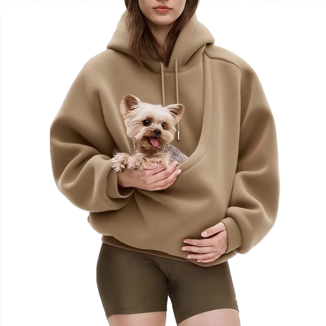 Damen nan Oversize Sherpa-Hoodie mit integriertem Haustiertaschen-Design Echo Archiv