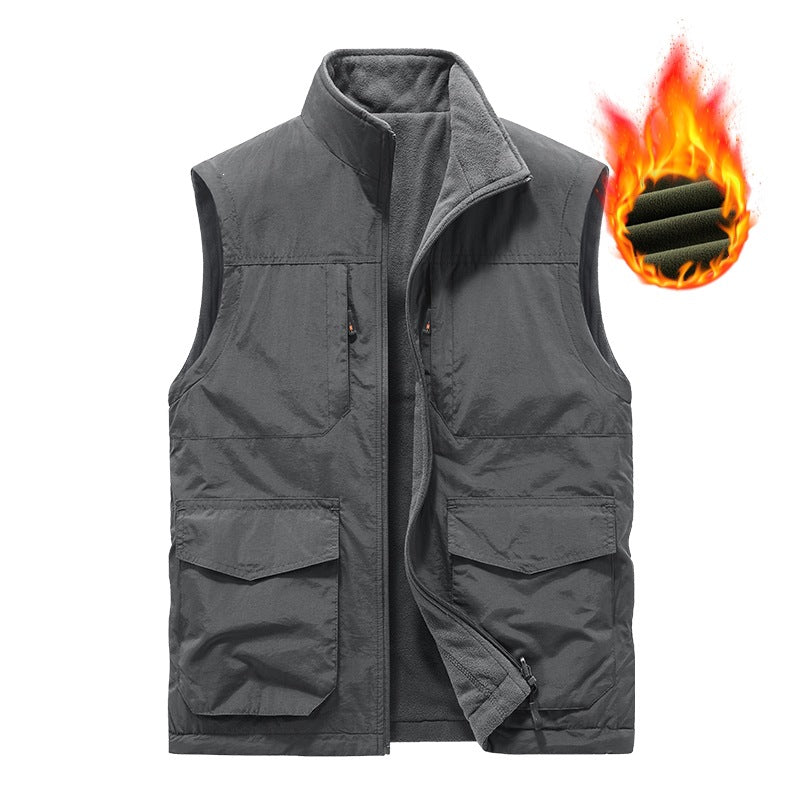 Herren Utility‑Weste mit Multi‑Taschen, Stehkragen & atmungsaktivem Mesh‑Futter Echoarchiv