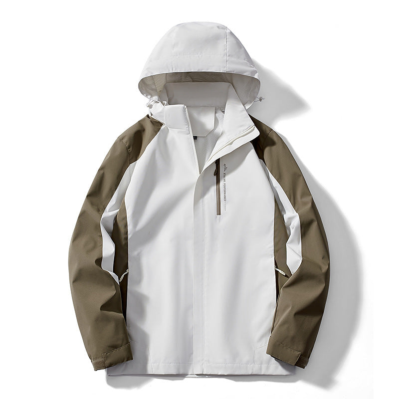 Damen Leichte zweifarbige Softshelljacke mit Kapuze, atmungsaktivem Meshfutter und Brustreißverschluss – Célinea