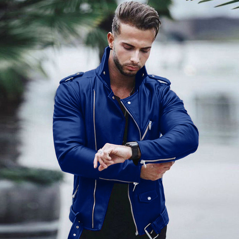 Herren nan stylische Bikerjacke aus Kunstleder mit asymmetrischem Reißverschluss und tailliertem Schnitt Echo Archiv