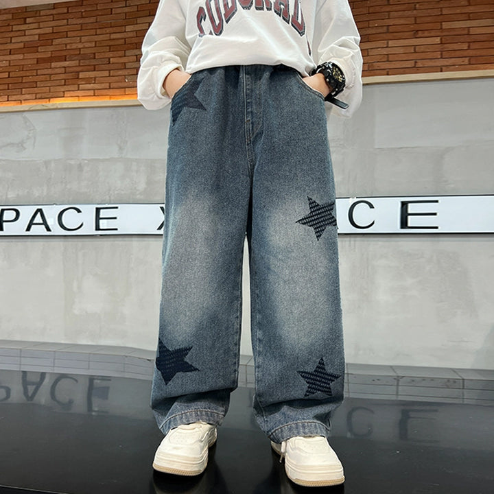 Damen weite Jeans mit Sternen-Applikationen Echo Archiv