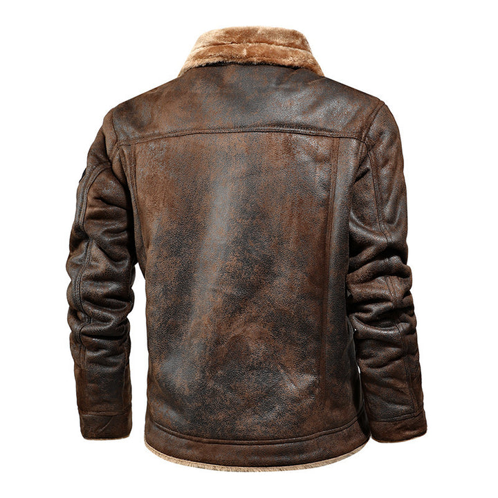 Herren Aviatorjacke mit Teddyfutter und Vintage-Lederoptik Echoarchiv